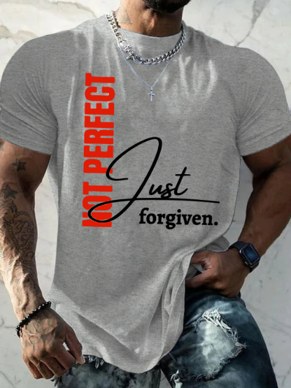 Not Perfect Just Forgiven  Jesus God Christian Cotton T-Shirt