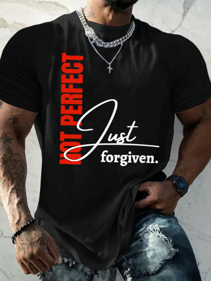 Not Perfect Just Forgiven  Jesus God Christian Cotton T-Shirt