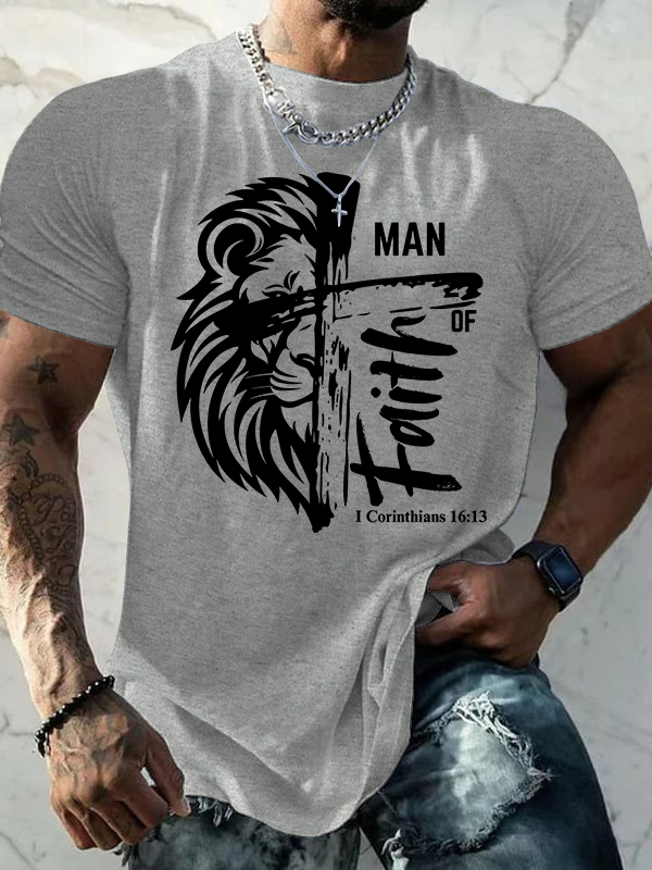 Man Of Faith Jesus God Christian Cotton T-Shirt