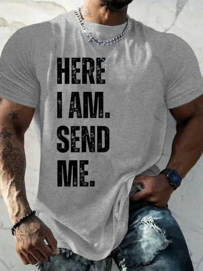 Here I am Lord Send Me Isaiah 6:8 Jesus God Christian Cotton T-Shirt