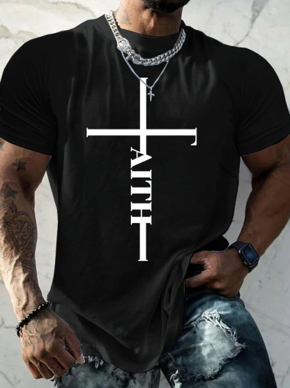 Faith Cross Jesus God Christian Cotton T-Shirt