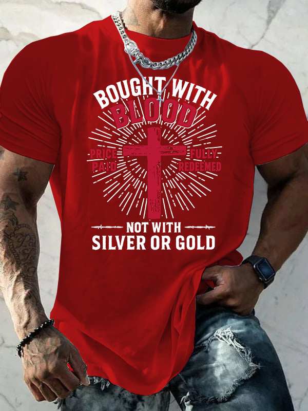 Bought with Blood Jesus God Christian Cotton T-Shirt