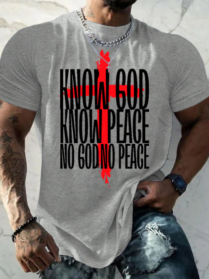 Know God Know Peace No God No Peace Jesus God Christian Cotton T-Shirt