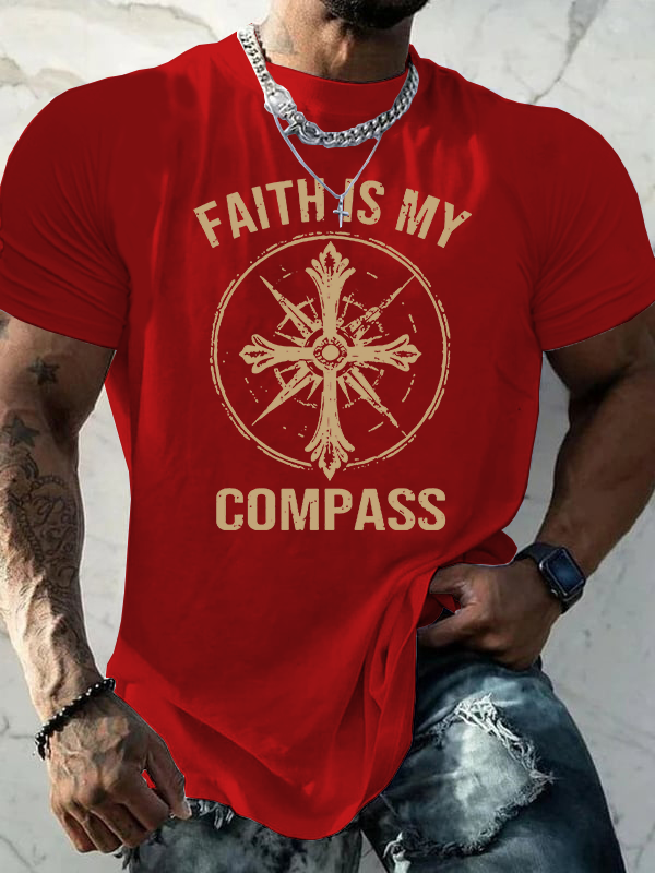 Faith Is My Compass Jesus God Christian Cotton T-Shirt