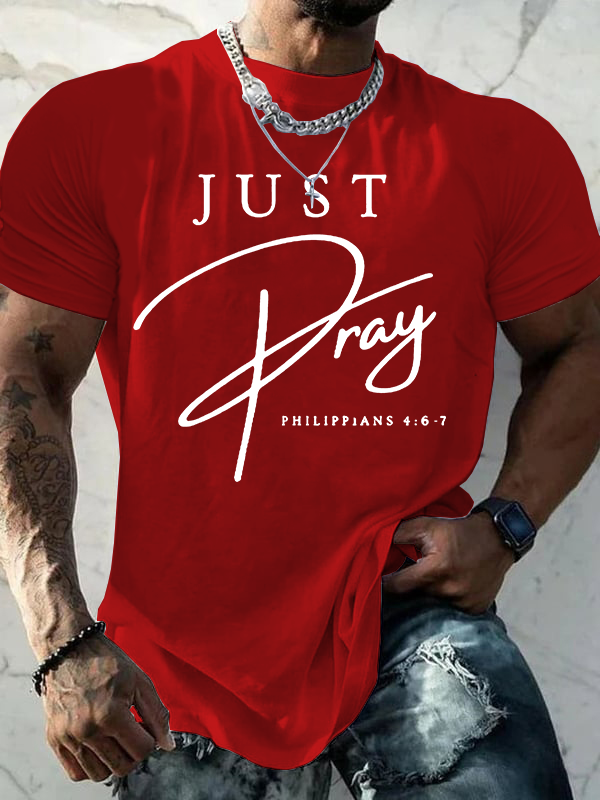 Just Pray Jesus God Christian Cotton T-Shirt