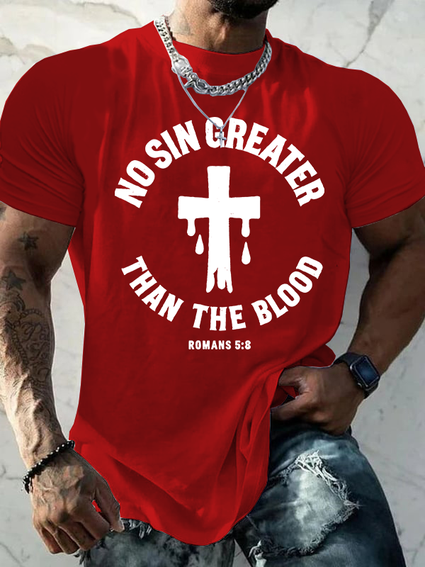 No Sin Greater Than The Blood Jesus God Christian Cotton T-Shirt