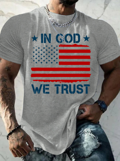 US American Flag In God We Trust Jesus God Christian Cotton T-Shirt