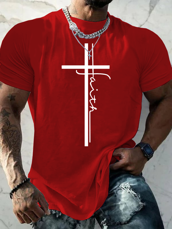 Faith Cross  Jesus God Christian Cotton T-Shirt
