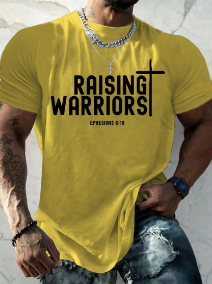 Raising Warriors Bible Verse Christian Cotton T-Shirt