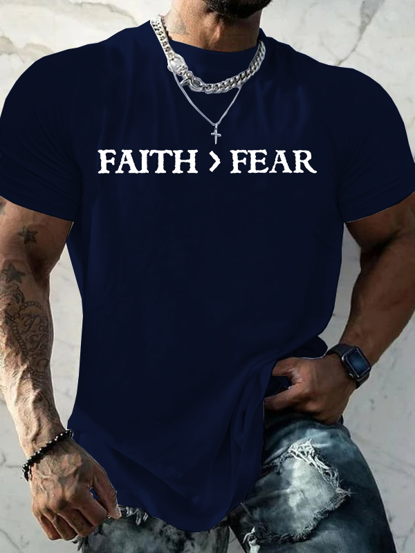 Faith > Fear Jesus God Christian Cotton T-Shirt