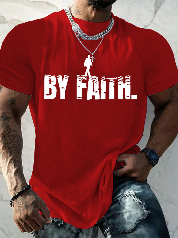By Faith Jesus God Christian Cotton T-Shirt