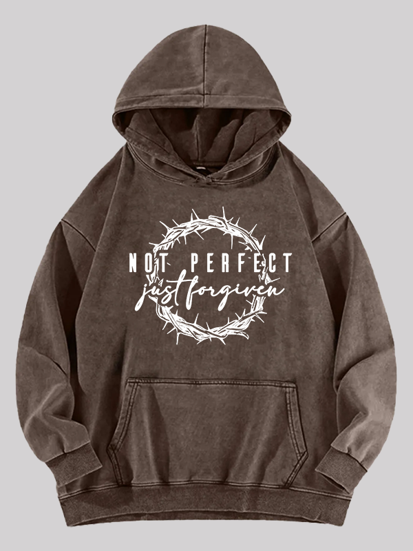 Not Perfect Just Forgiven Religious Jesus God Christian Washed Hoodie