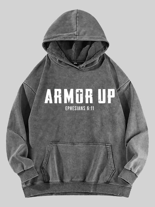 Armor Up  Jesus God Christian Washed Hoodie