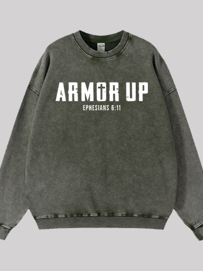 Armor Up Jesus God Christian Washed Sweatshirt