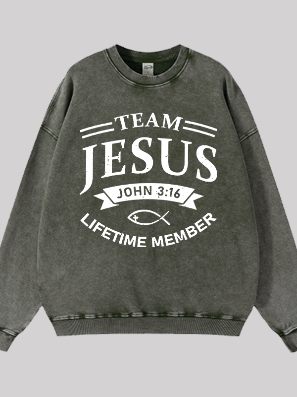 Jesus Team Jesus God Christian Washed Sweatshirt