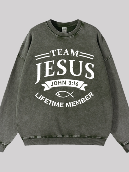 Jesus Team Jesus God Christian Washed Sweatshirt