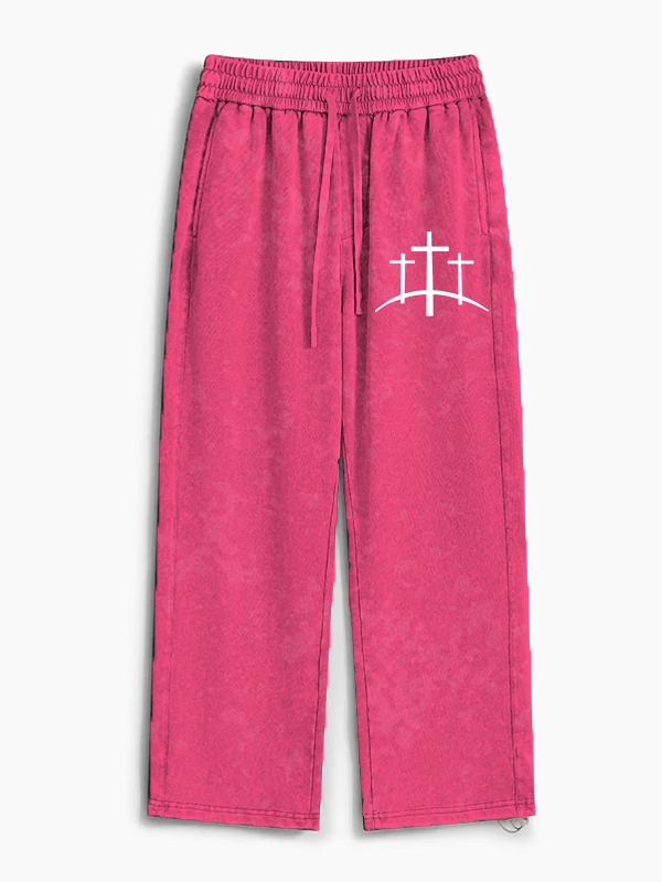 Cross Jesus God Christian Washed Sweatpants