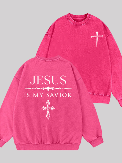Jesus Is My Savior Jesus God Christian Washed Sweatshirt