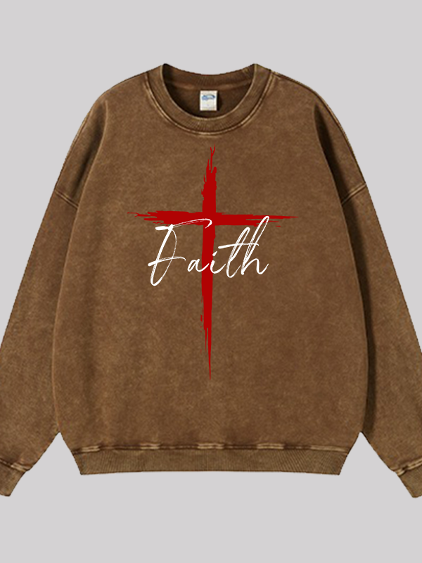 Faith Jesus God Christian Washed Sweatshirt