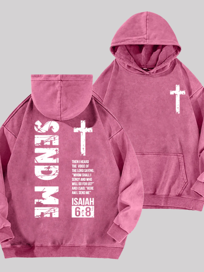 Send Me Isaiah 6:8 Jesus God Christian Washed Hoodie