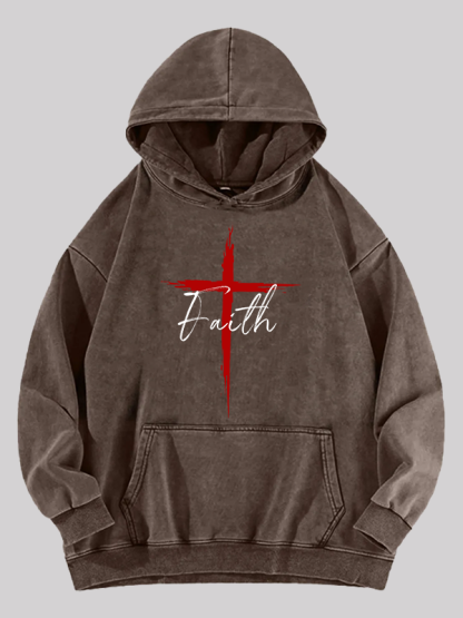 Faith Jesus God Christian Washed Hoodie