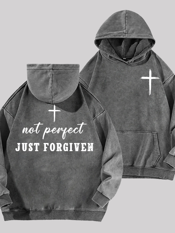 Not Perfect Just Forgiven Jesus God Christian Washed Hoodie