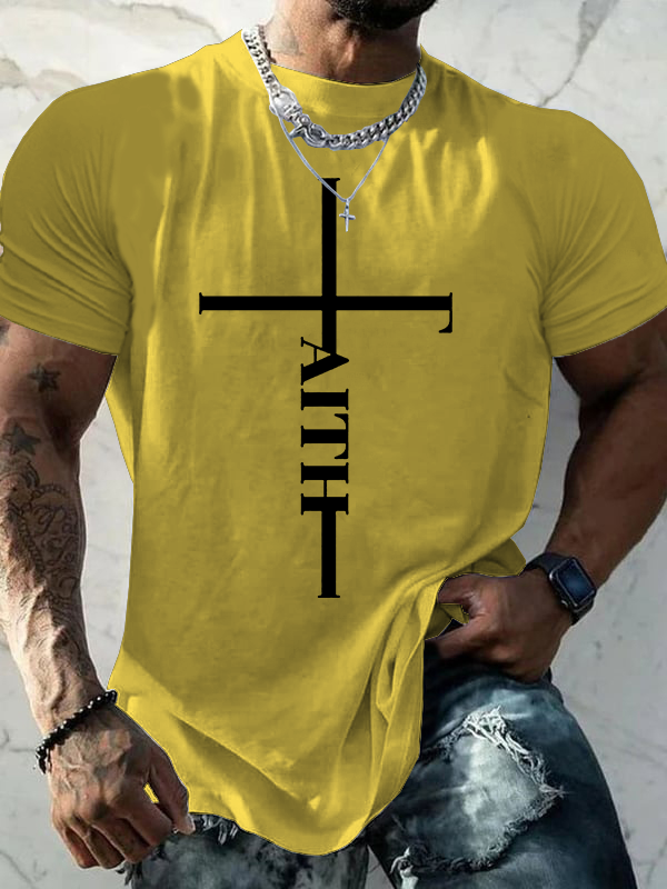 Faith Cross Jesus God Christian Cotton T-Shirt