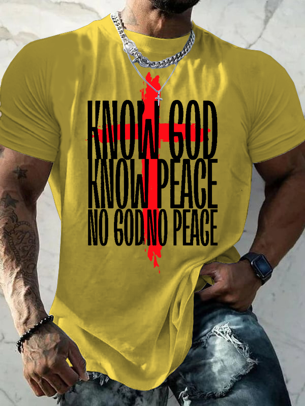 Know God Know Peace No God No Peace Jesus God Christian Cotton T-Shirt
