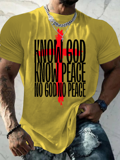 Know God Know Peace No God No Peace Jesus God Christian Cotton T-Shirt