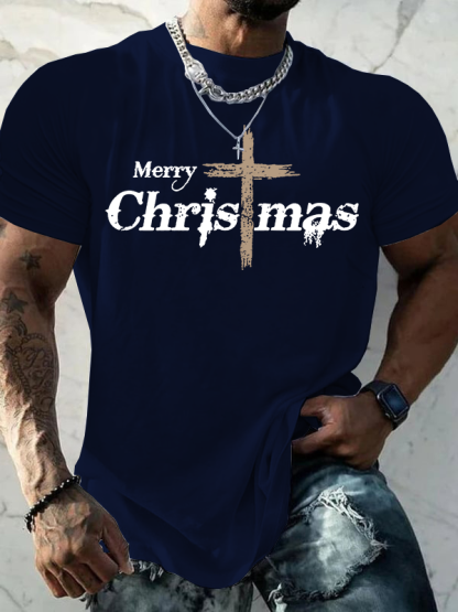 Merry Chrismas  Jesus God Christian Cotton T-Shirt