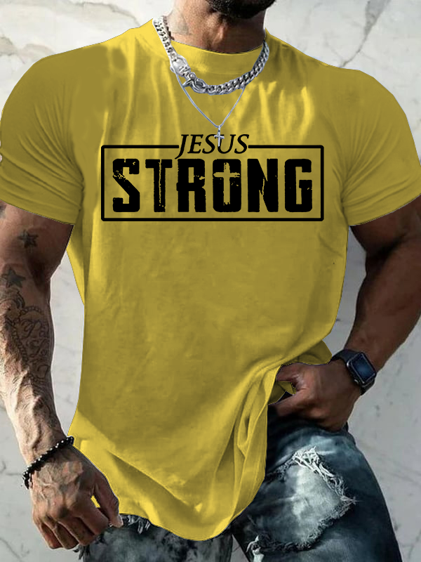 Jesus Strong Jesus God Christian Cotton T-Shirt