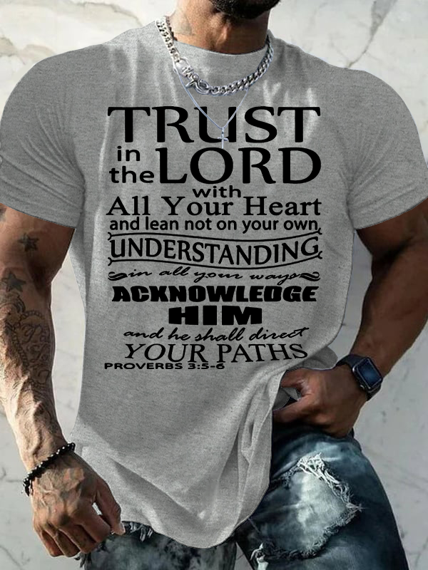 Trust In The Lord With All Your Heart Proverbs Jesus God Christian Cotton T-Shirt
