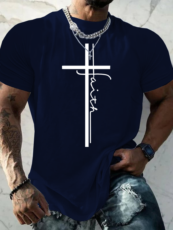 Faith Cross  Jesus God Christian Cotton T-Shirt