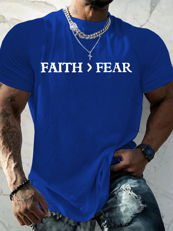 Faith > Fear Jesus God Christian Cotton T-Shirt