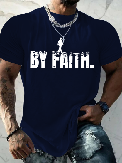 By Faith Jesus God Christian Cotton T-Shirt