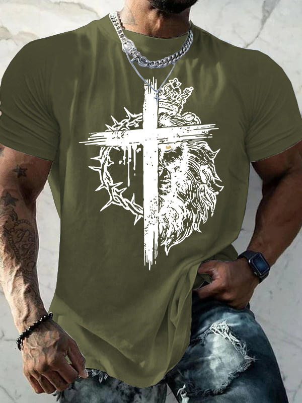 Lion of Judah Jesus God Christian Cotton T-Shirt