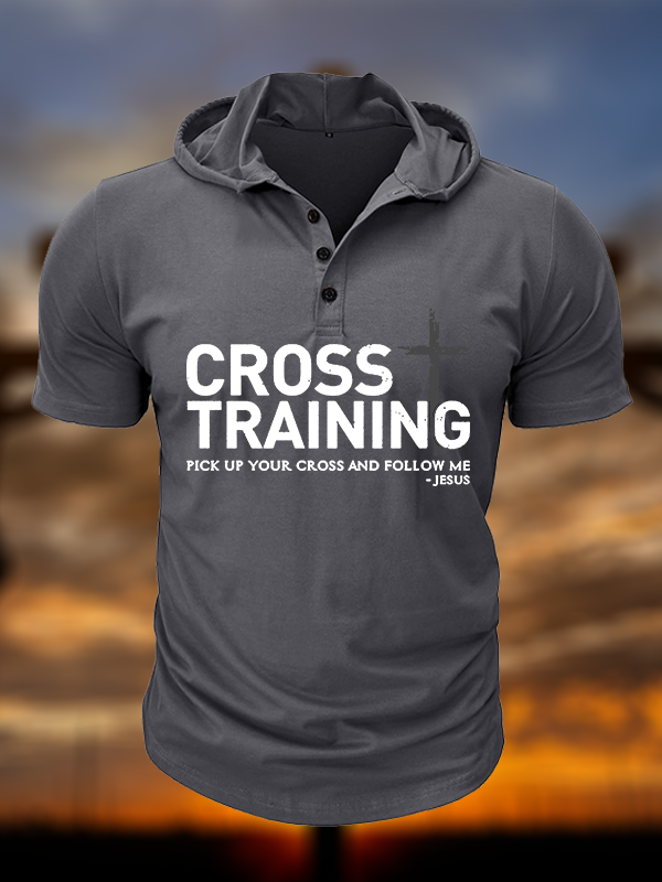 Cross Training Christian Hooded Henley T Shirt