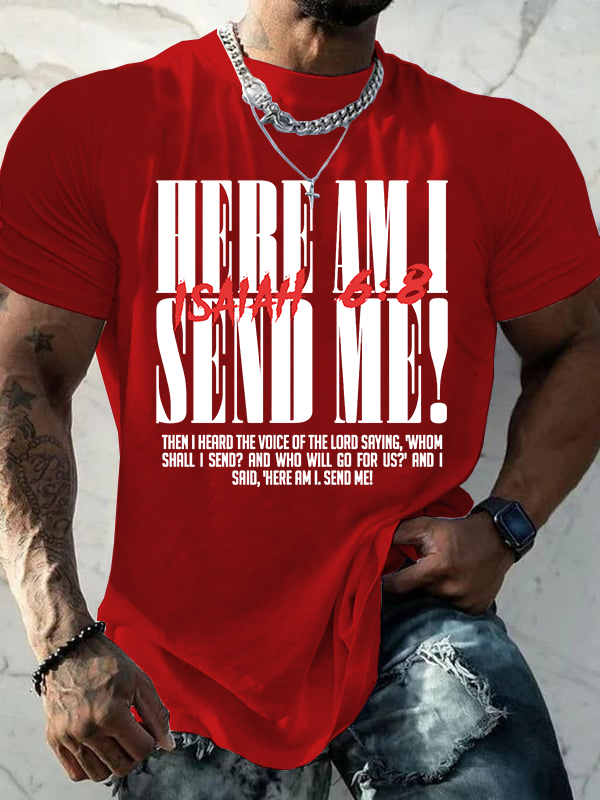 Isaiah 6:8 – “Send Me”  Jesus God Christian Cotton T-Shirt