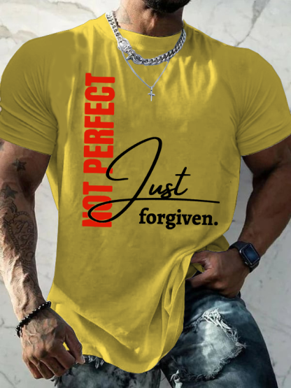 Not Perfect Just Forgiven  Jesus God Christian Cotton T-Shirt