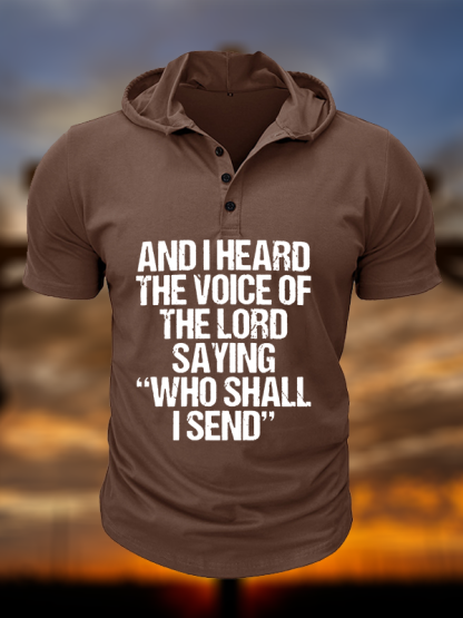 Send Me Isaiah 6:8  Christian Hooded Henley T Shirt