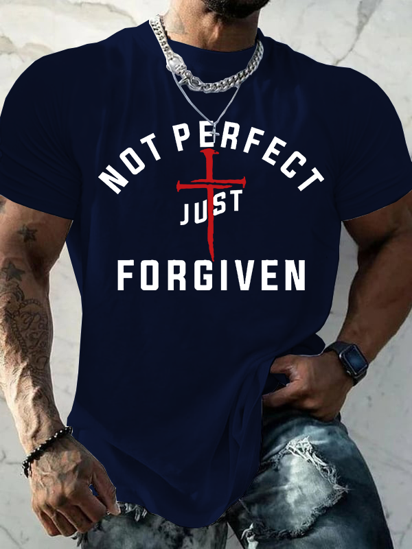 Not Perfect Just Forgiven Jesus God Christian Cotton T-Shirt