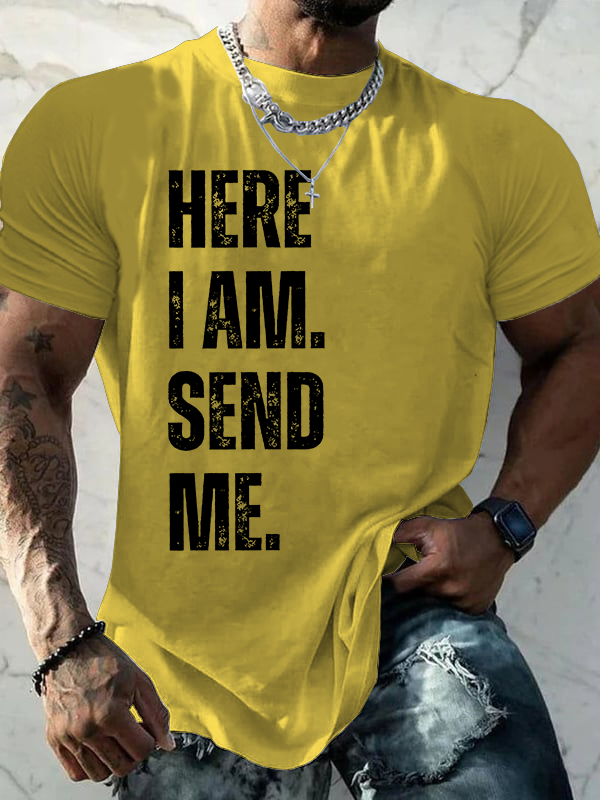 Here I am Lord Send Me Isaiah 6:8 Jesus God Christian Cotton T-Shirt