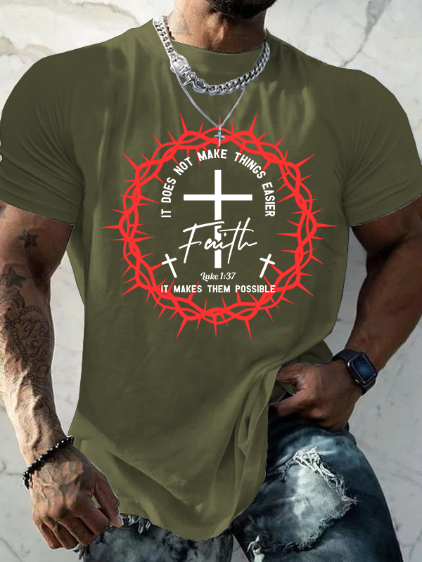 It Does Not Make Things Easier It Makes Them Possible Luke 1:37 Jesus God Christian Cotton T-Shirt