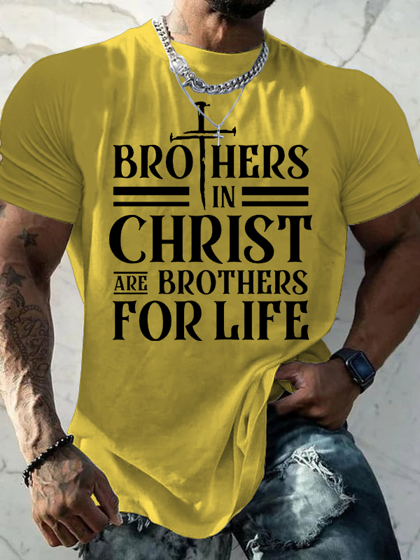 Brothers In Christ Jesus God Christian Cotton T-Shirt
