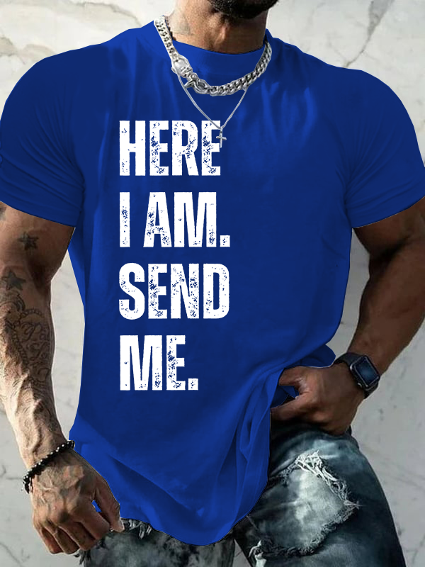 Here I am Lord Send Me Isaiah 6:8 Jesus God Christian Cotton T-Shirt