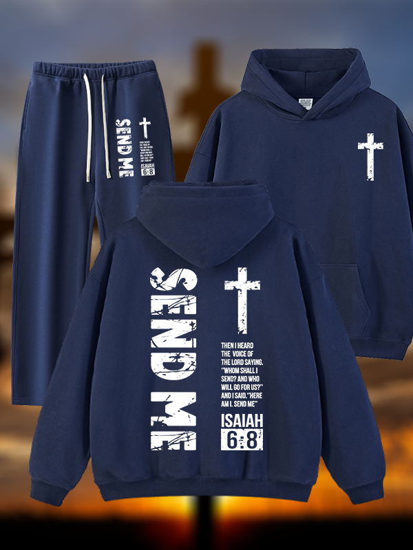 Send Me Isaiah 6:8 Jesus God Christian Plush Fleece-Lined Hoodie Set