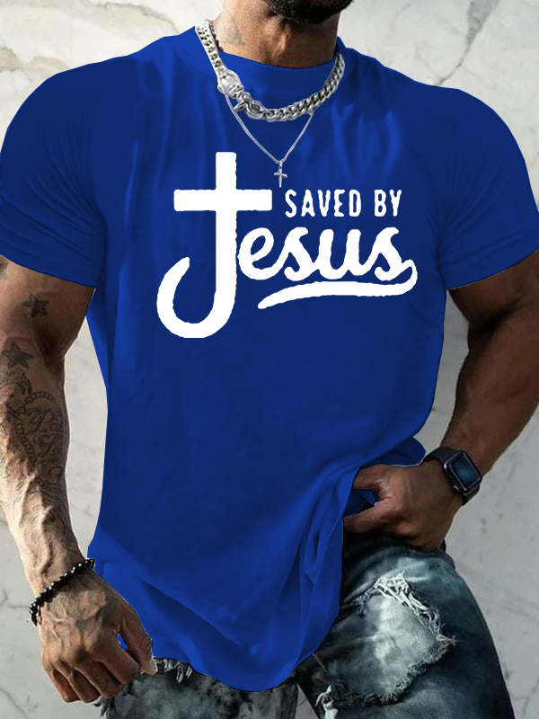 Saved By Jesus Jesus God Christian Cotton T-Shirt