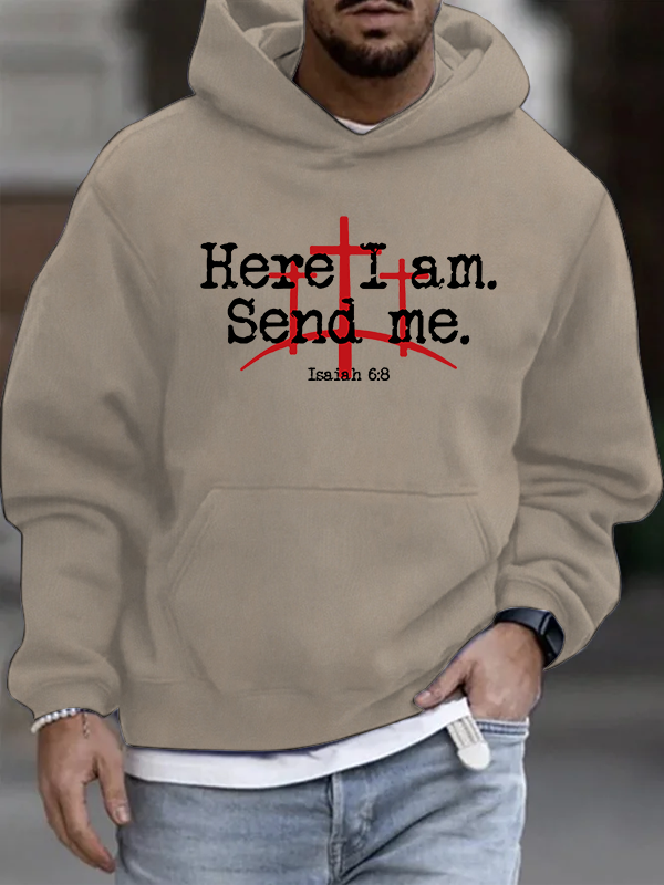 Here I Am Send Me - Bible Verse Isaiah 6:8 Christian Cotton Hoodie