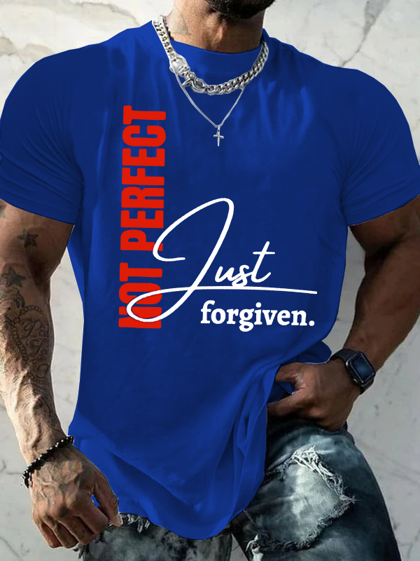 Not Perfect Just Forgiven  Jesus God Christian Cotton T-Shirt