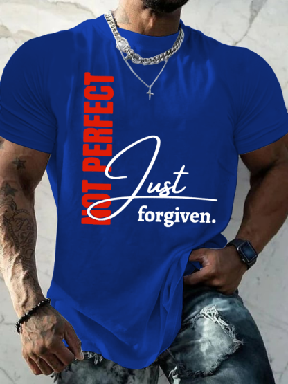 Not Perfect Just Forgiven  Jesus God Christian Cotton T-Shirt